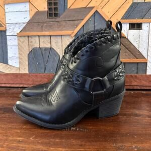 Piere Dumas Black Wilder Western Ankle Boots 7.5